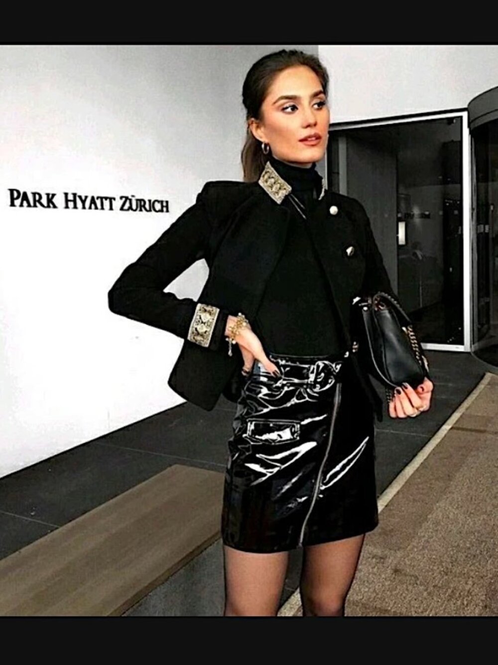 ZARA Black Velveteen Mock Neck Military Jacket Gold Passementerie & Buttons XS